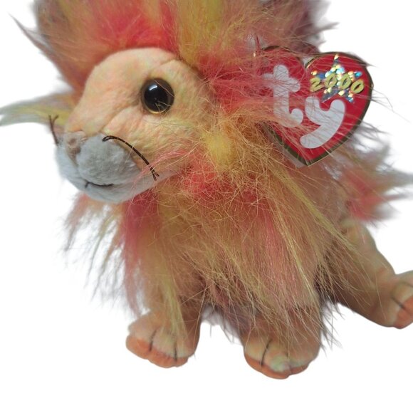 Ty Beanie Baby Bushy 2000 Lion Plush Orange Neon Cat Jungle Vintage - Picture 9 of 10